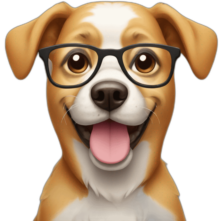 Dog with glasses smiling emoji