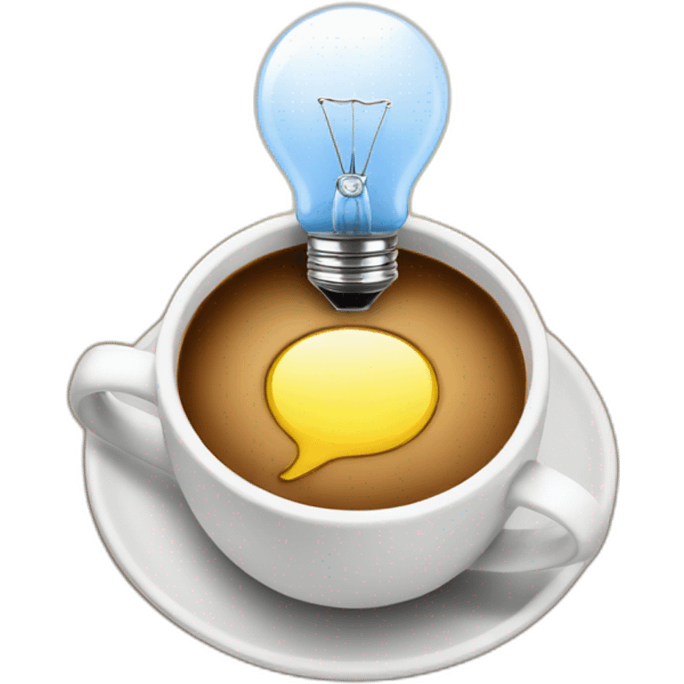 coffee cup with a light bulb in emoji