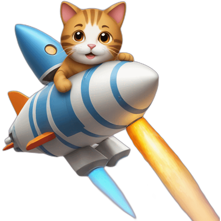 Cat riding rocket emoji