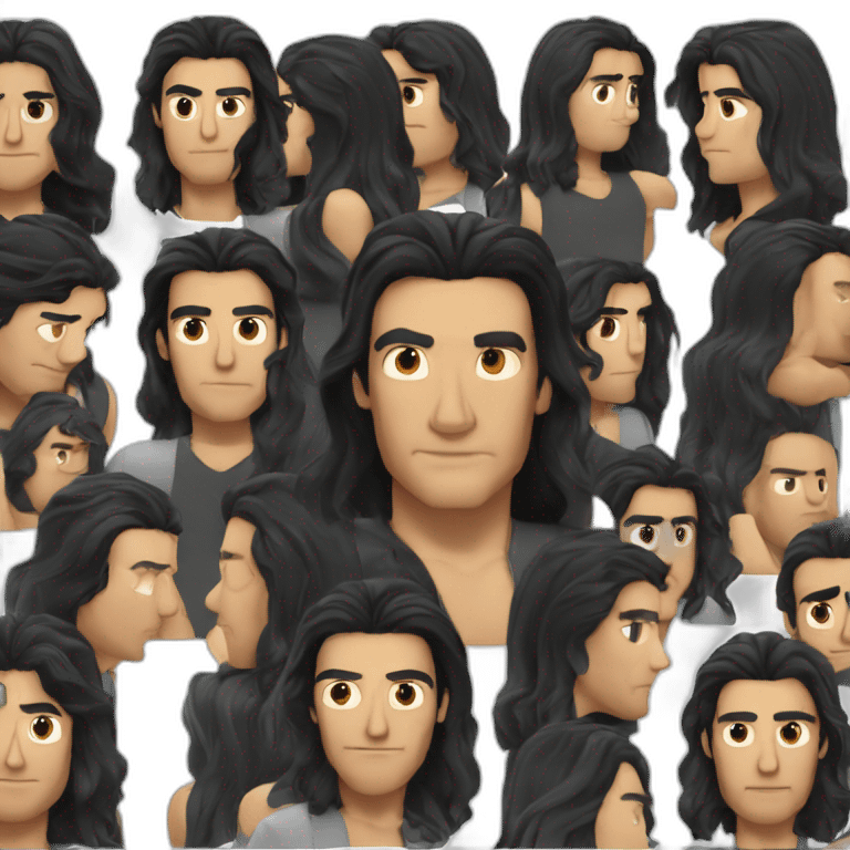 antonio banderas long black hair, head and shoulders emoji