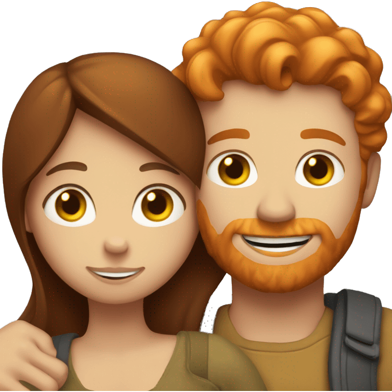 Ginger man hugging a brunette girl emoji