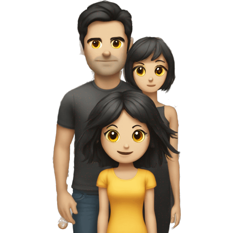 Dark-haired guy with a dizzy head and dark-haired girl with curtain bangs emoji