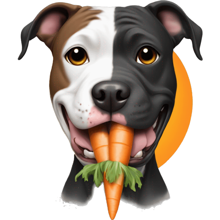 english black pit bull staffy dog eating a carrot emoji