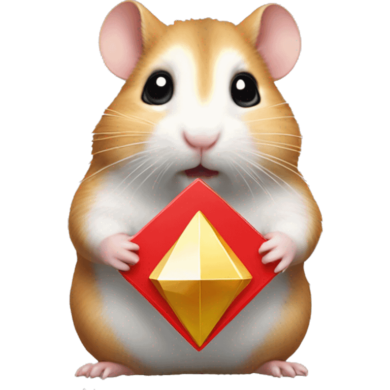 A hamster holding youtube diamond play button award emoji