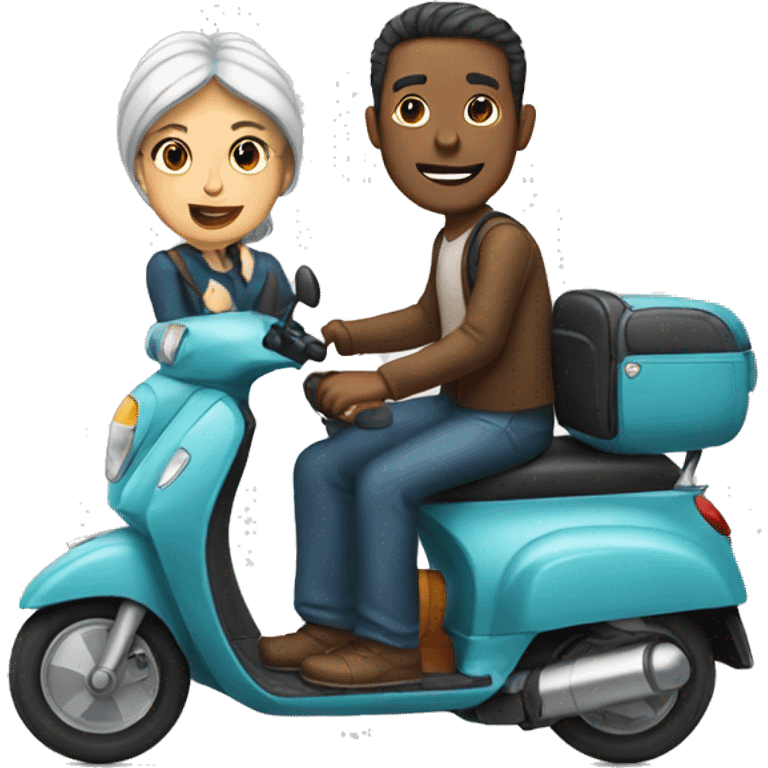 man and woman sitting on a scooter  emoji