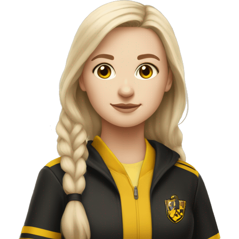 white girl wearing hufflepuff quidditch uniform emoji