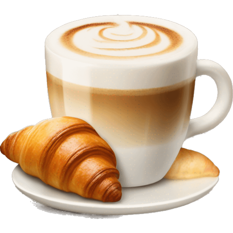 Cup of cappuccino with croissant emoji