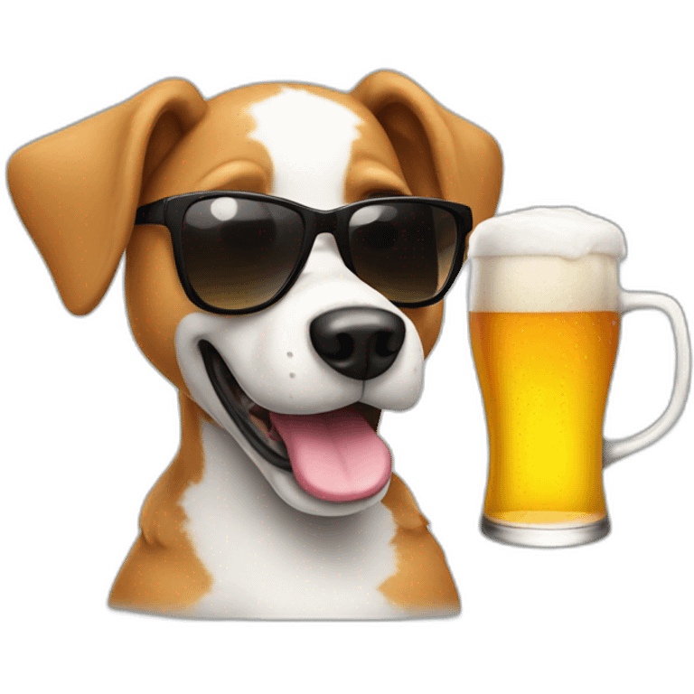 A dog, drinking a beer, wearing sunglasses emoji