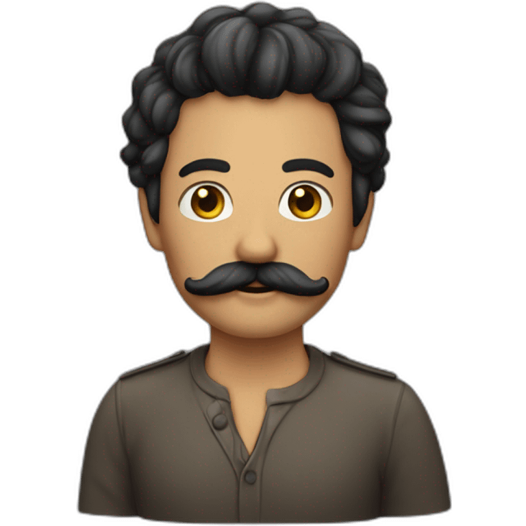 homme avec petite moustache et cheuveux noirs avec une raie emoji