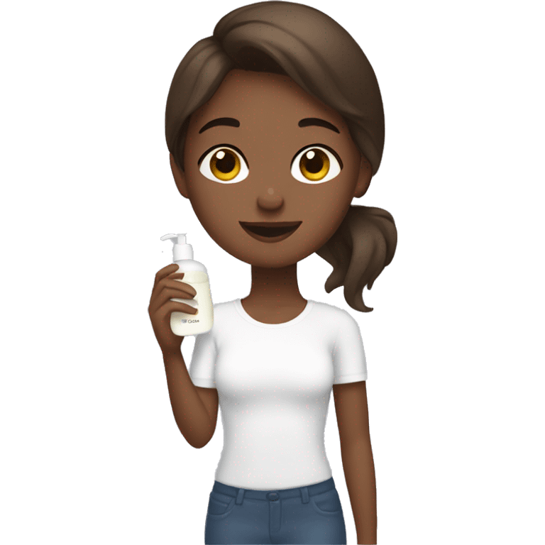 brown haired girl doing skincare emoji