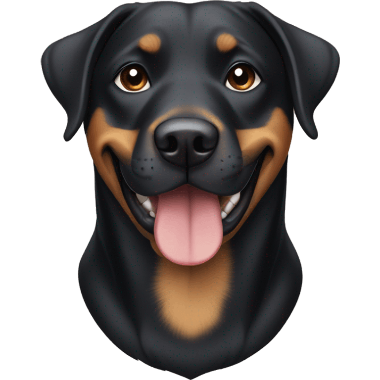 a dog mix labrador retriever and eyebrows rottweiler, smiling emoji