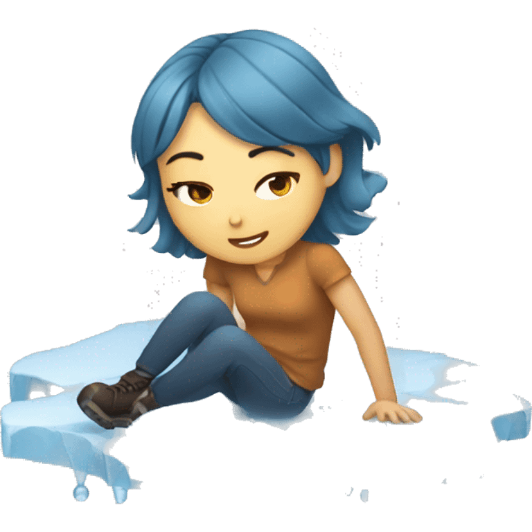 Girl slipping on ice emoji