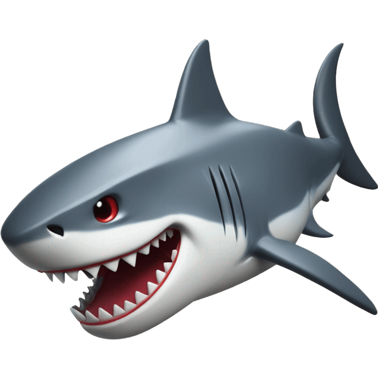 Red brutal badass shark smiling at the camera emoji