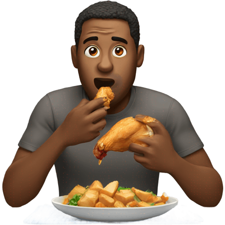 man eating chicken emoji