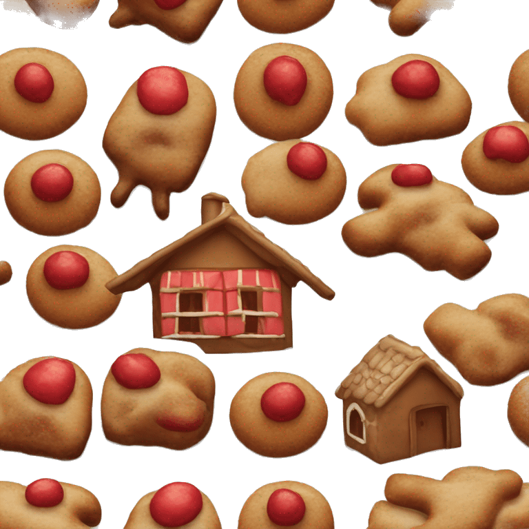 Ein Lebkuchenhaus mit roten Akzenten  emoji