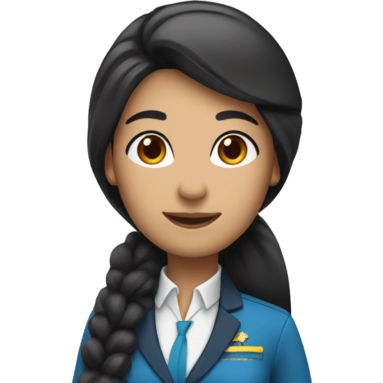 Flight attendant with long black hair and blue scarf emoji