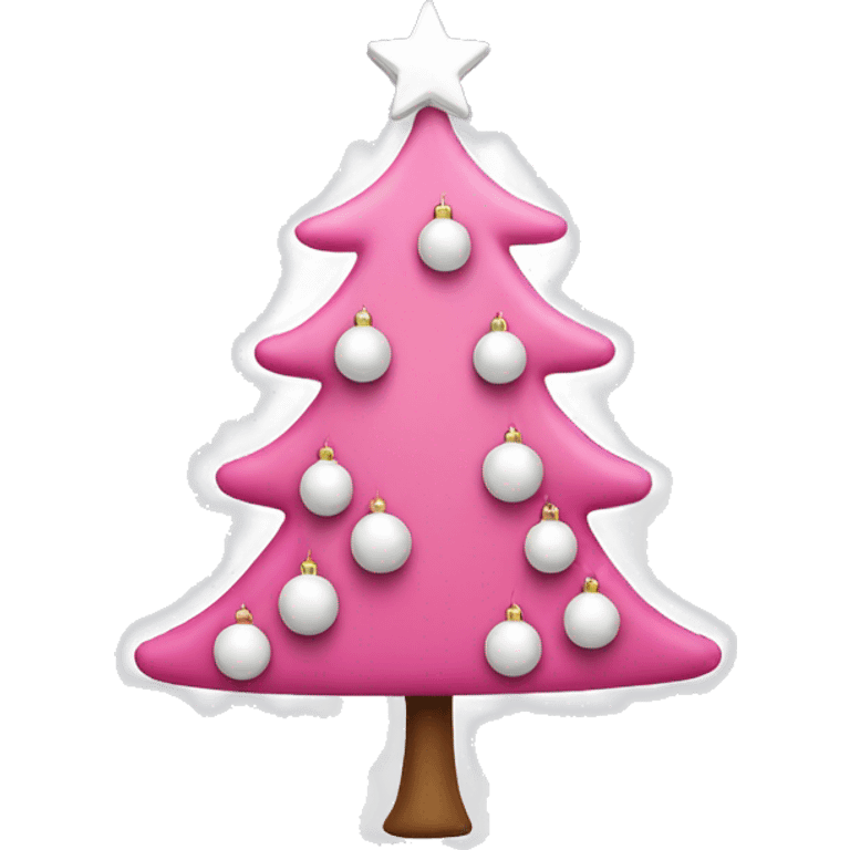 Pink Christmas tree with white ornaments and a white star emoji