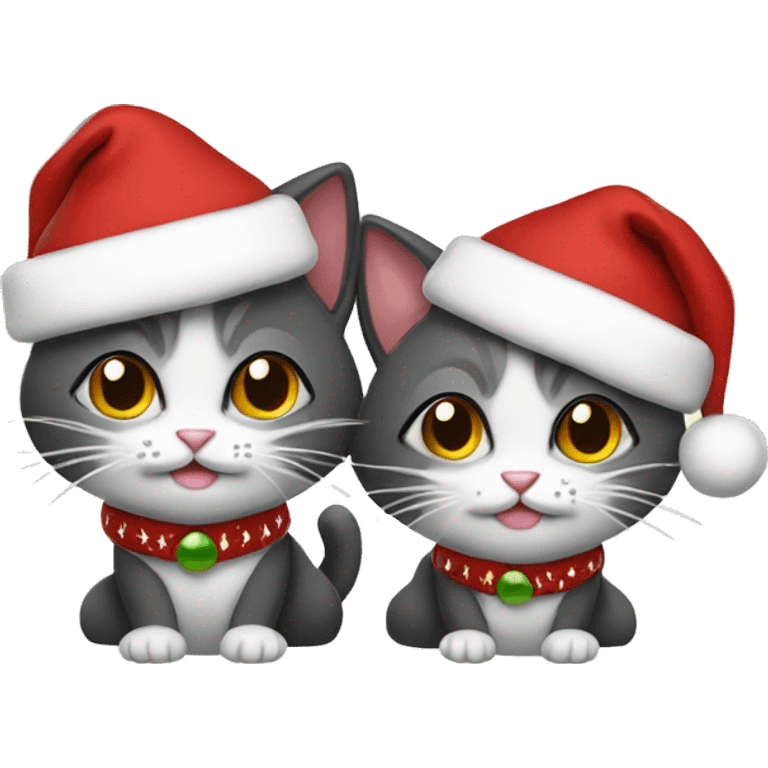 Two cats wearing santa outfits emoji