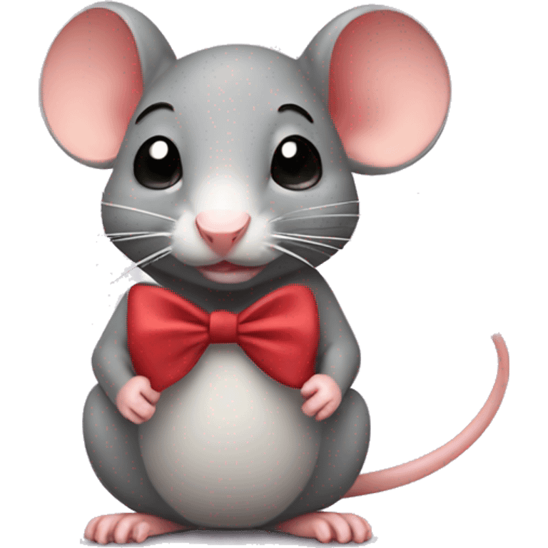 Cute rat with bow emoji