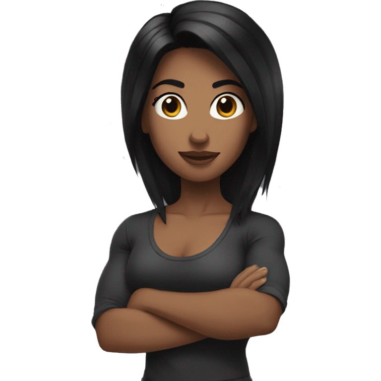 women show biceps black hair emoji