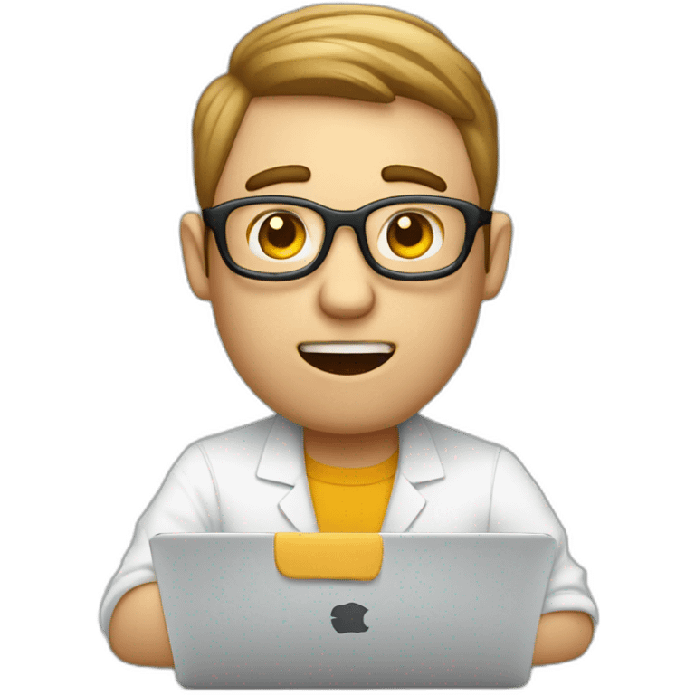 Overworked it guy behind a macbook emoji