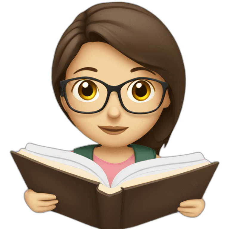 Brunette girl studying emoji