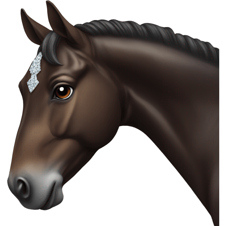 Elegant dark brown horse with diamond details  emoji