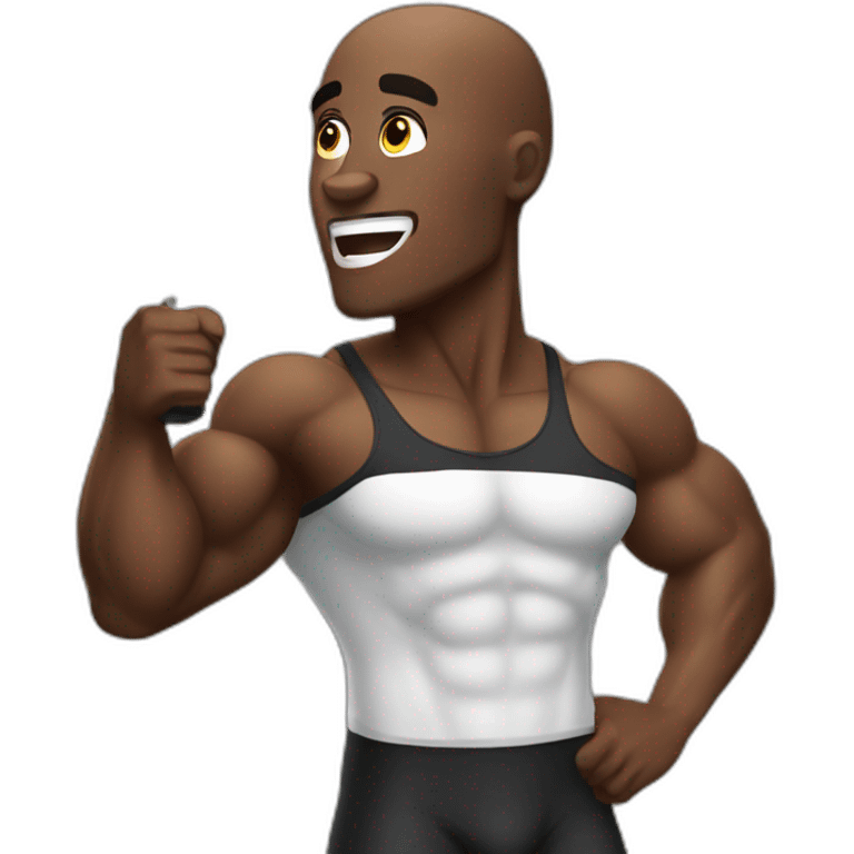 black bodybuilder with megaphone speaking emoji