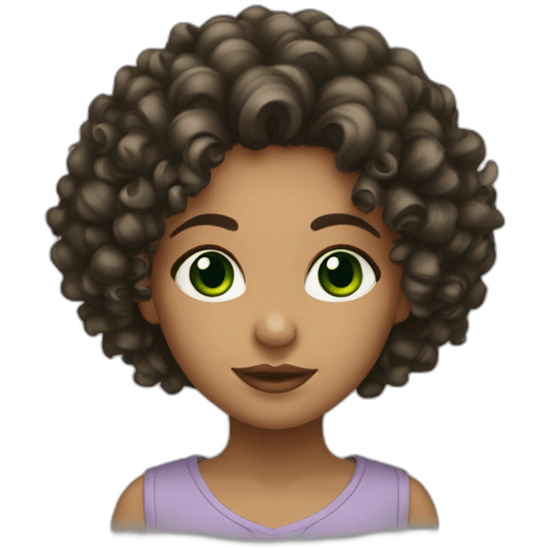 latina girl with green eyes and curly hair black emoji