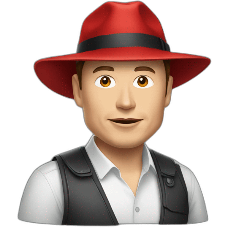 Elon musk with a red hat emoji