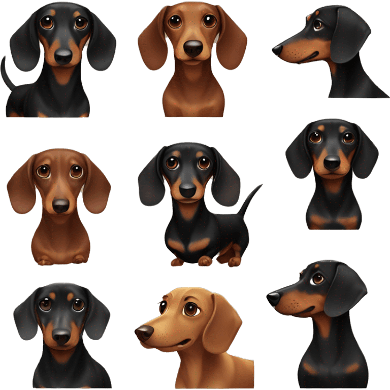 Brown dachshund adult and black and brown dachshund young emoji