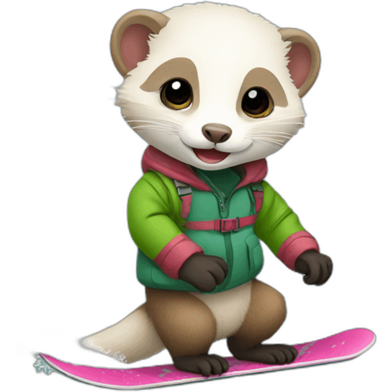 ferret snowboarding  emoji