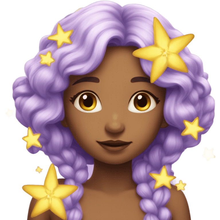 Magic, beautiful fairy, lilac, yellow, flower, little stars on hair emoji