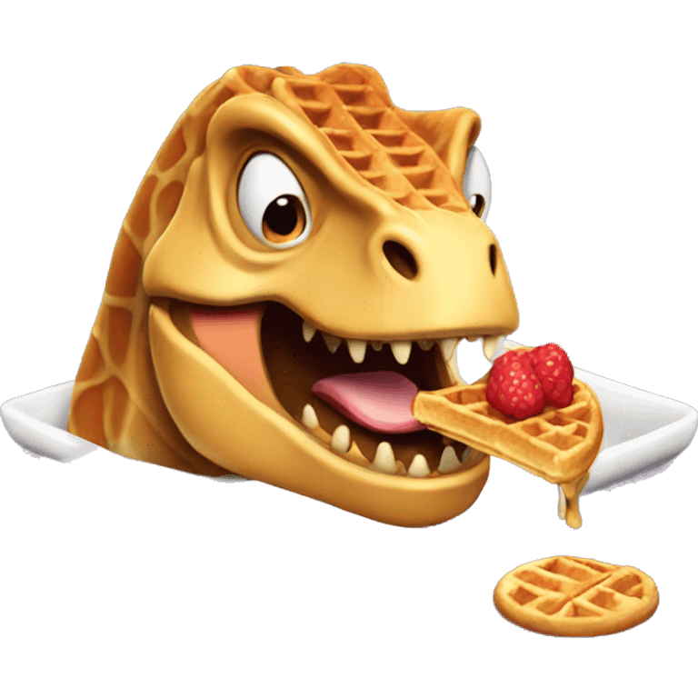 t rex eating  a waffle emoji