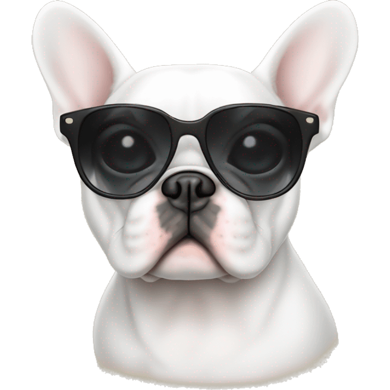 White french bulldog with sunglassws emoji