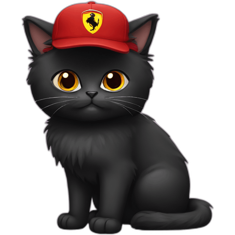 Black persian cat with red Ferrari cap  emoji