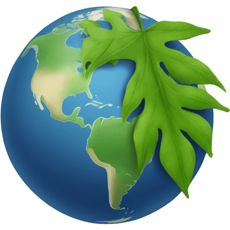 globe with a big leaf around it emoji