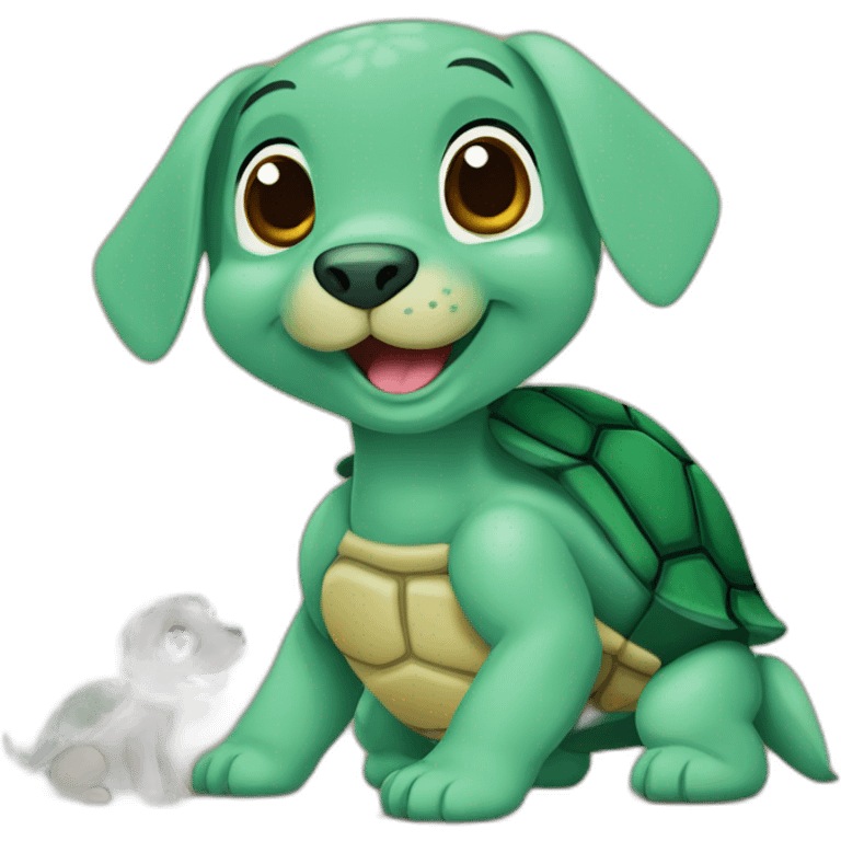 Tortue qui promène un chien emoji