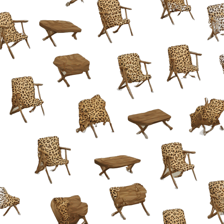 Realistic outdoor camping chair in a leopard print pattern on the chair isolated. emoji