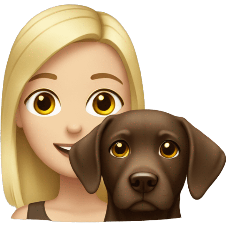 Blonde girl with chocolate Labrador emoji