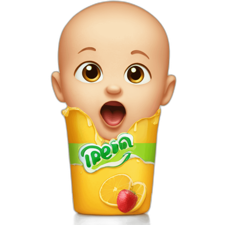 Baby screaming at juice box emoji