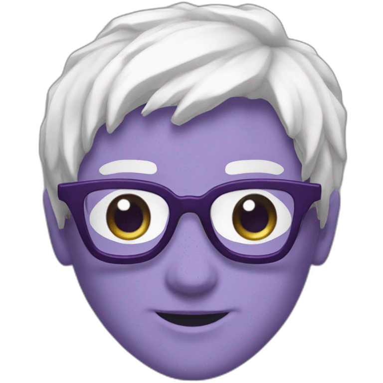 Gojo Anime avec des lunette mauve et des yeux blancs emoji