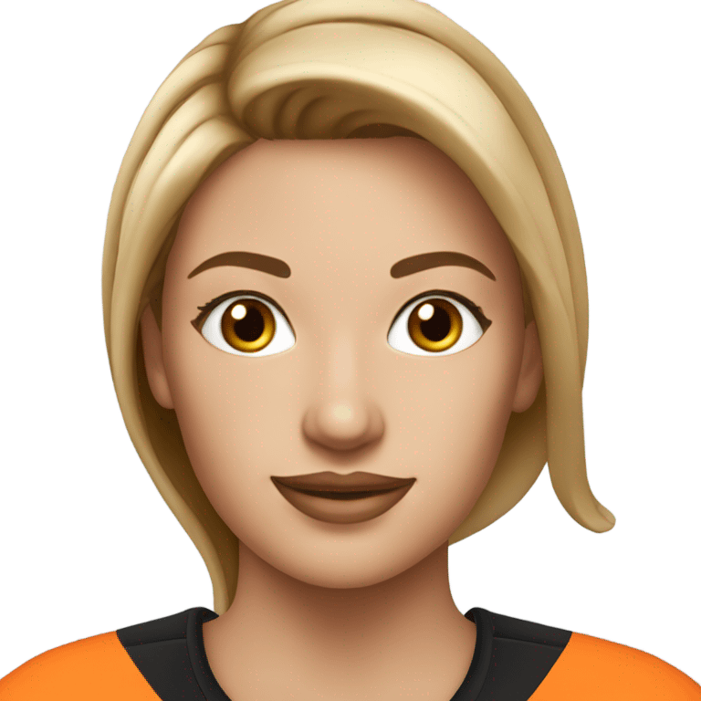 A beautiful woman wearing a Dundee United football shirt emoji