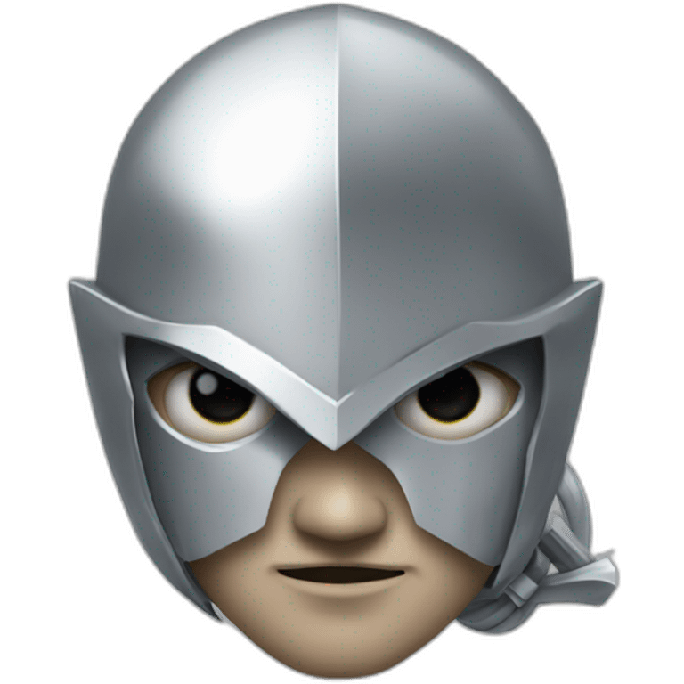 A warlike archer made of silver with a silver face turned sideways emoji