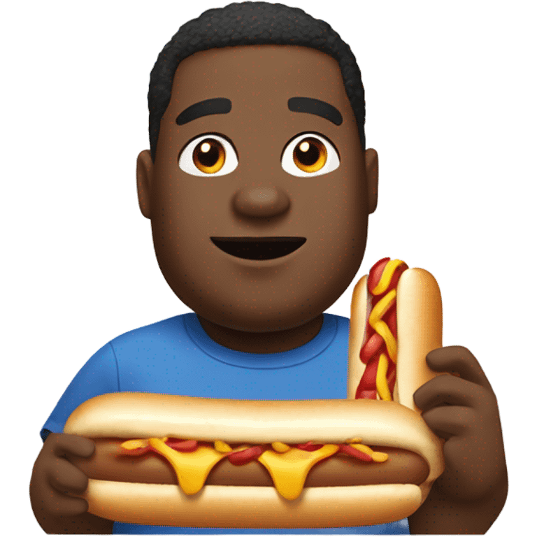 Fat black guy eating a hot dog emoji