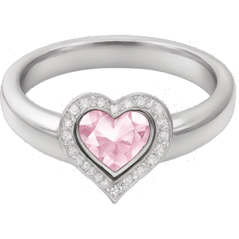 Diamond silver  ring light pink heart emoji