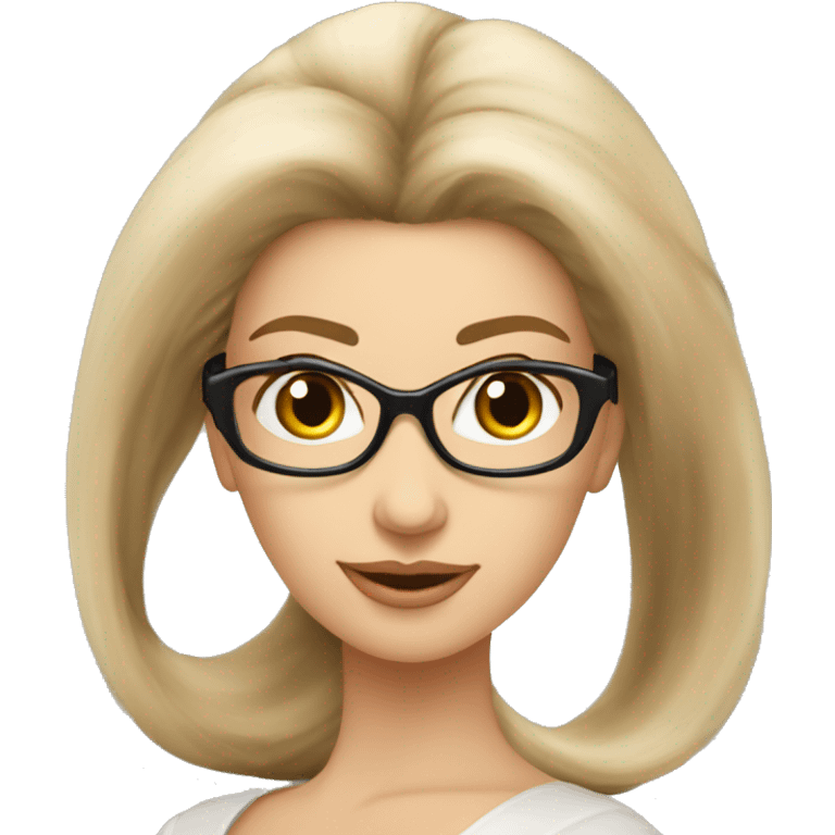 Femme vielle cheveux lisse long beige lunette emoji