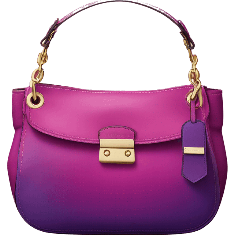 Realistic isolated magenta to purple ombre Michael kors satchel purse without a strap. emoji