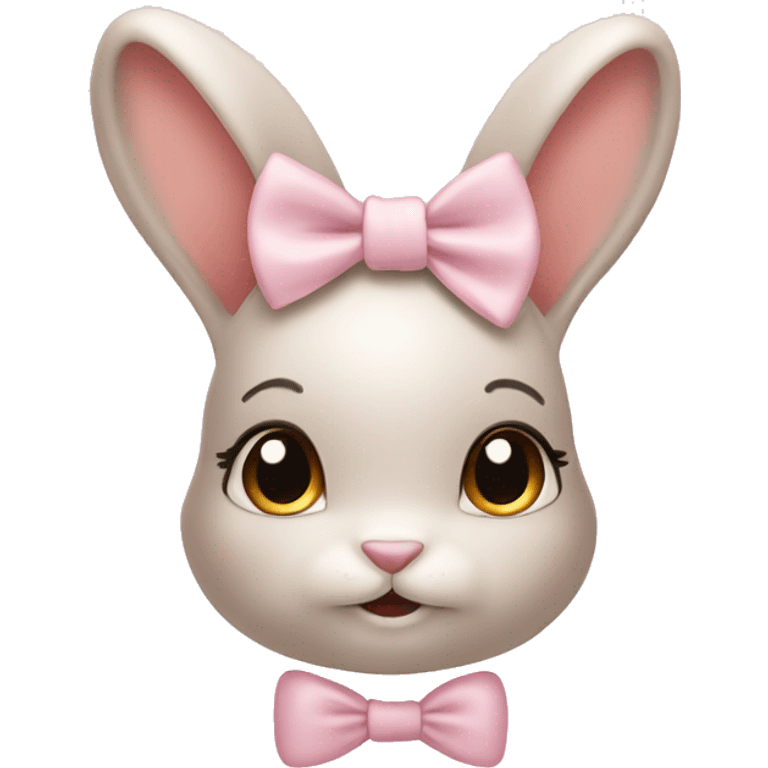 Coquette bunny with light pink pastel bow emoji