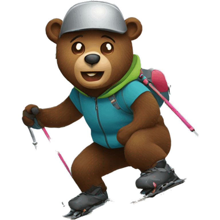 a bear skiing in the mountain emoji